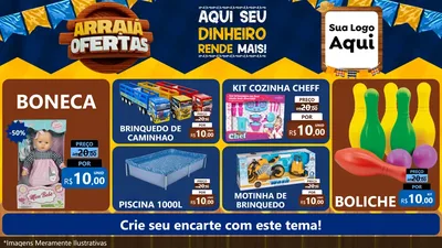Modelo de TV para TV Horizontal com o tema Arraiá de Ofertas - Junina para Brinquedos