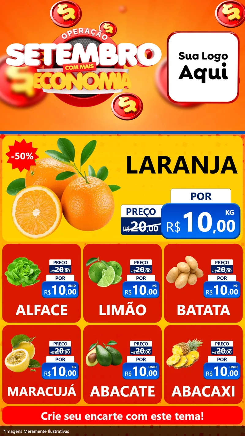 Modelo de Rede Social para Stories com o tema Operação Setembro Com Muita Economia para Hortifrúti
