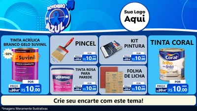 Modelo de TV para TV Horizontal com o tema Novembro Azul para Tintas e Ferramentas