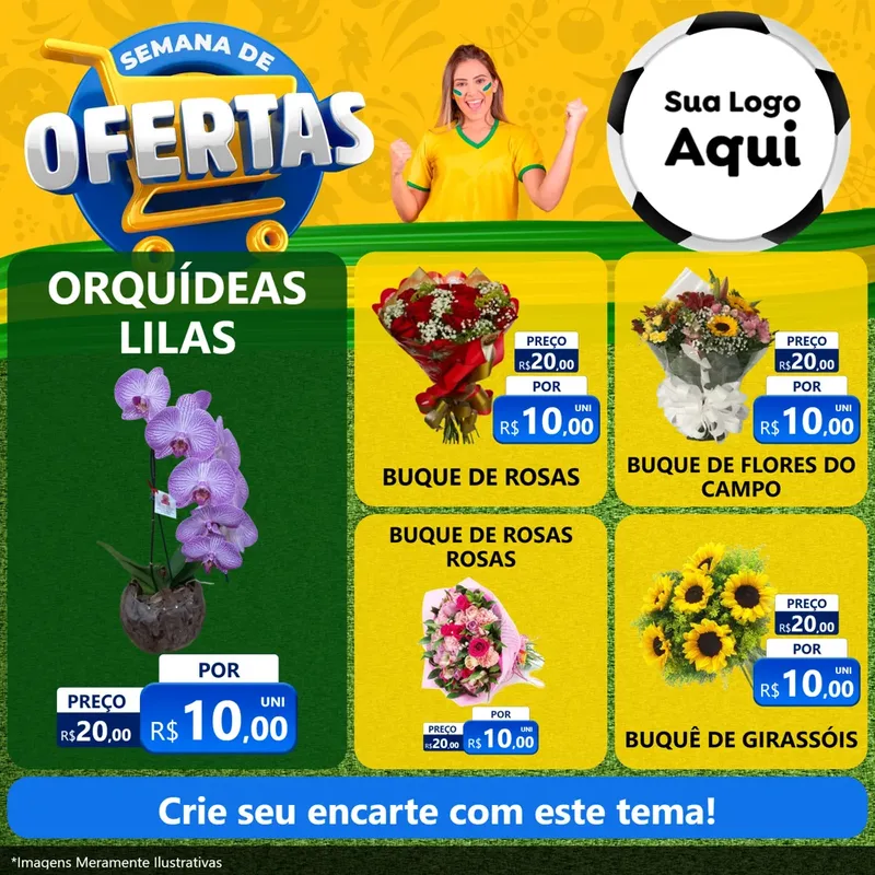 Modelo de Rede Social para Feed Facebook com o tema Semana de Ofertas - Copa para Floricultura e jardim