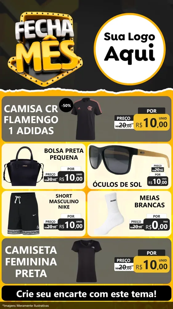 Modelo de TV para TV Vertical com o tema Fecha Mês para Roupas e acessórios