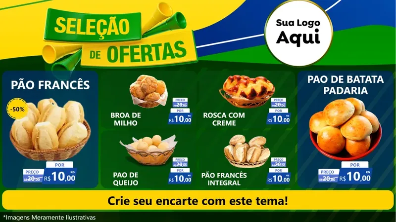 Modelo de TV para TV Horizontal com o tema Seleção de Ofertas - Copa para Padaria