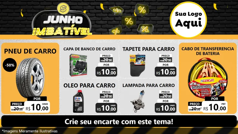 Modelo de TV para TV Horizontal com o tema Junho Imbatível para Auto peças