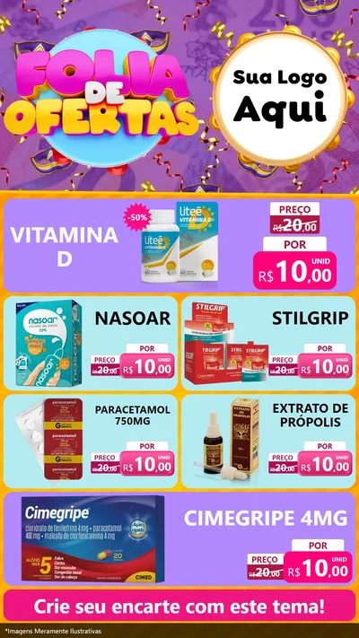 Modelo de TV para TV Vertical com o tema Folia de Ofertas para Farmácia