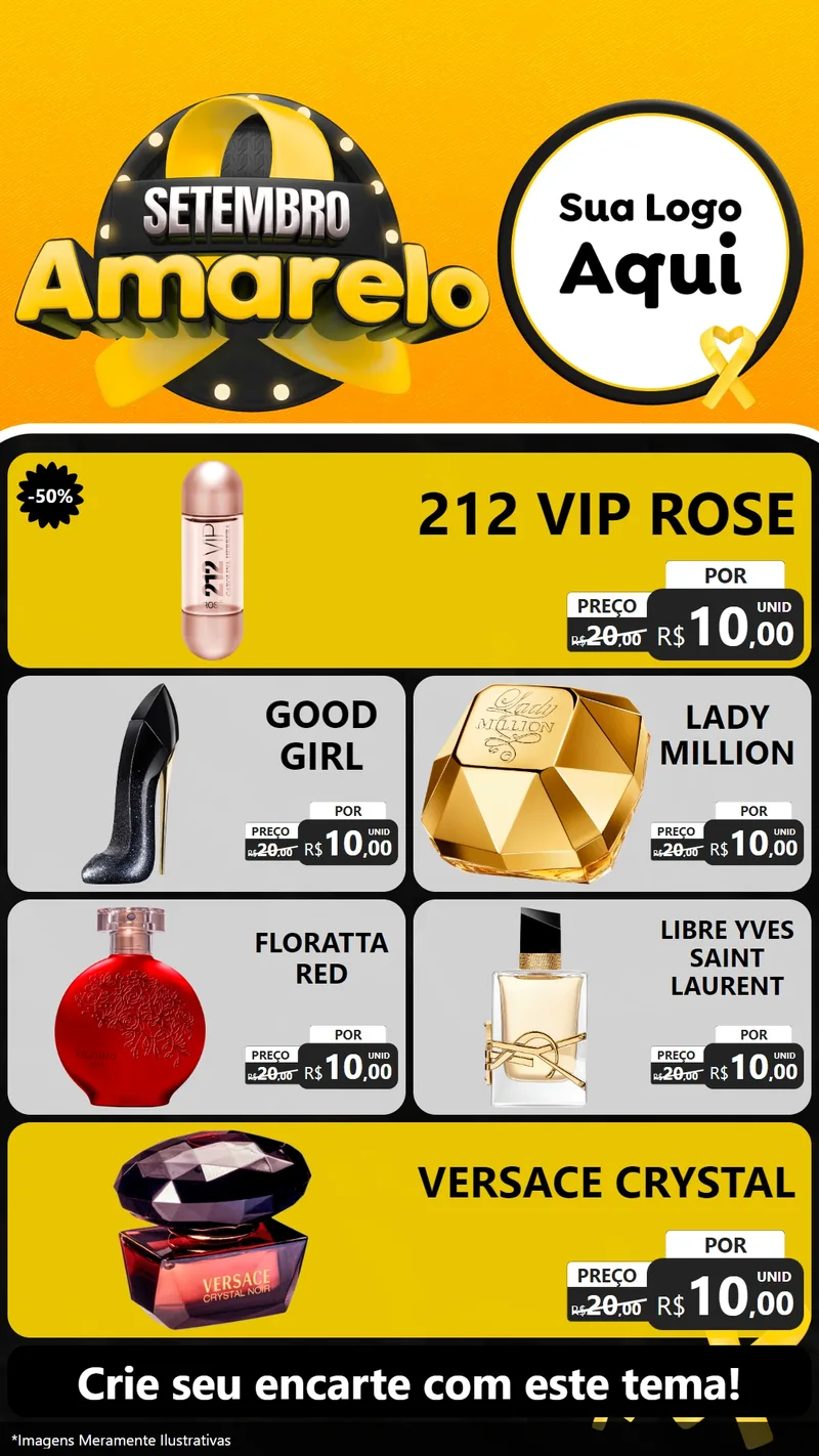 Modelo de TV para TV Vertical com o tema Setembro Amarelo para Perfumes