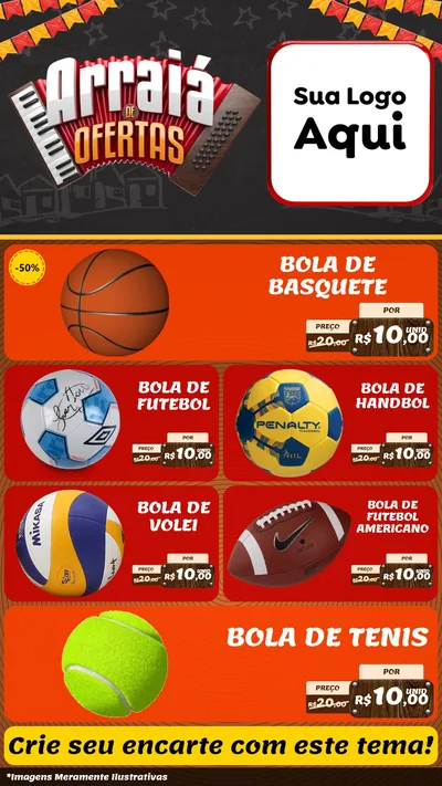 Modelo de TV para TV Vertical com o tema Arraiá de Ofertas - Junina para Artigos Esportivos
