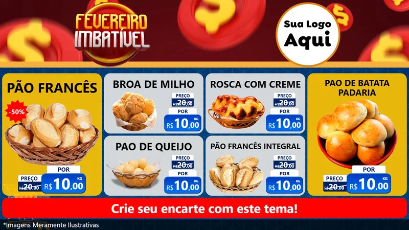 Modelo de TV para TV Horizontal com o tema Fevereiro Imbatível para Padaria