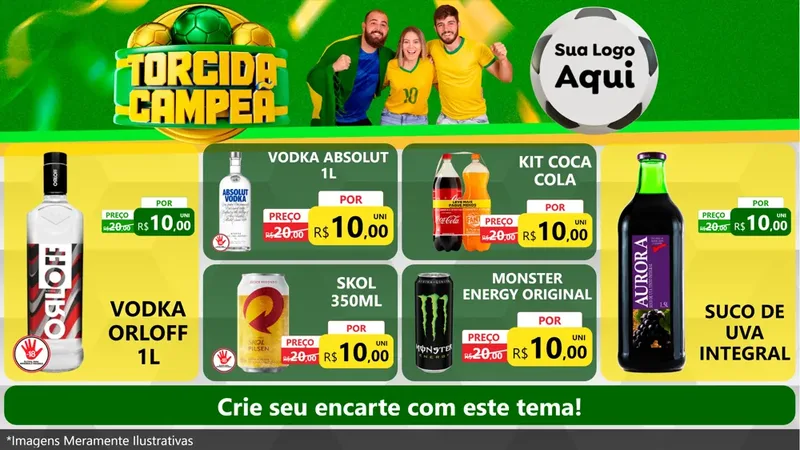 Modelo de TV para TV Horizontal com o tema Torcida Campeã - Copa para Distribuidora de bebidas