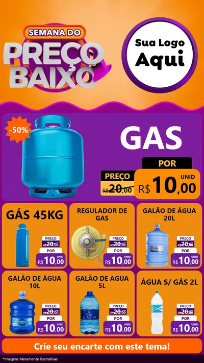 Modelo de Rede Social para Stories com o tema Semana do Preço Baixo para Água e gás