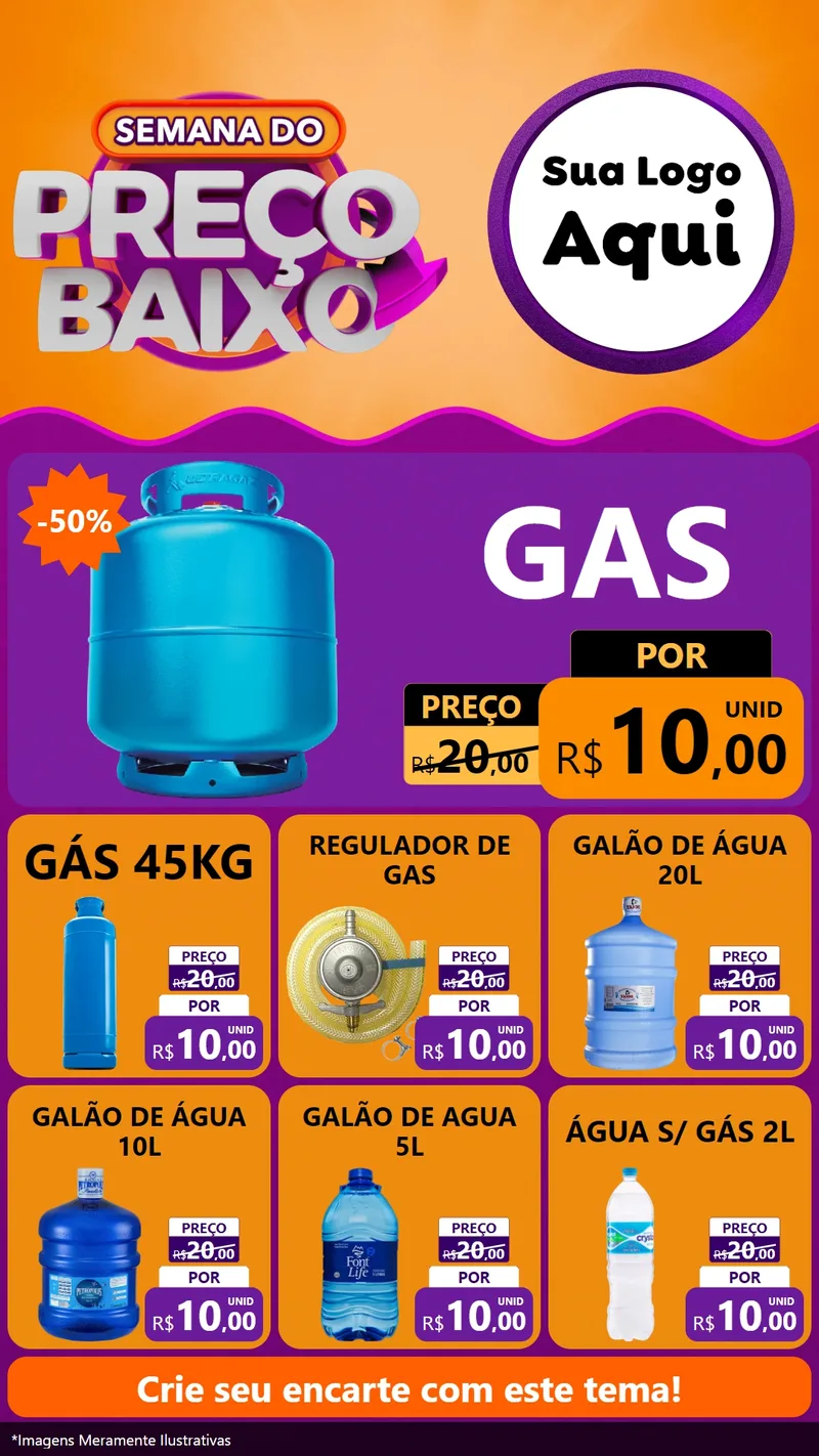 Modelo de Rede Social para Stories com o tema Semana do Preço Baixo para Água e gás