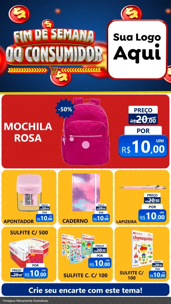 Modelo de Rede Social para Stories com o tema Fim de Semana do Consumidor para Papelaria