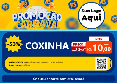 Modelo de Cartaz para Cartaz A4 Horizontal com o tema Promoção de Carnaval para Salgadaria