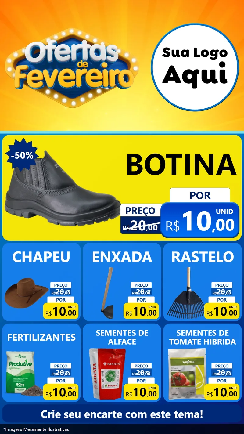 Modelo de Rede Social para Stories com o tema Ofertas de Fevereiro para Agropecuária