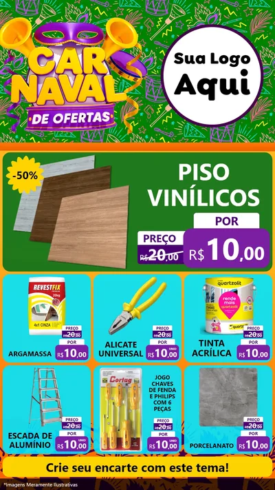 Modelo de Rede Social para Stories com o tema Carnaval de Ofertas para Material para Construção
