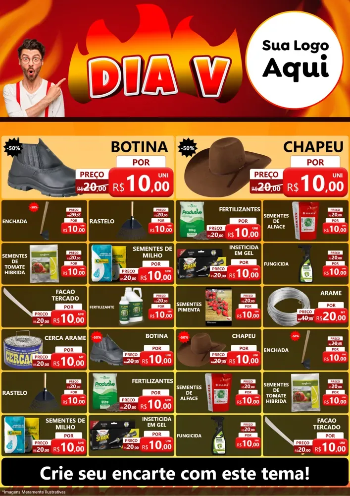 Modelo de Encarte para Encarte A4 Vertical com o tema Dia V para Agropecuária