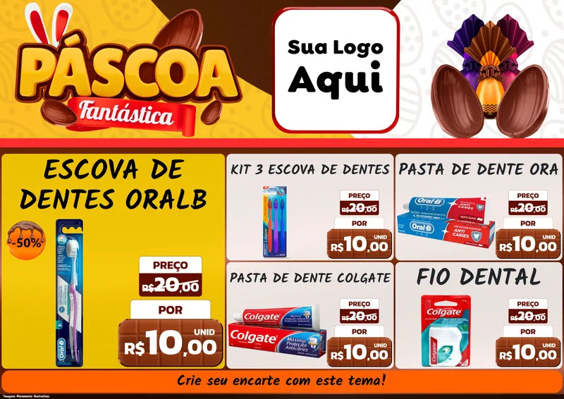 Modelo de Encarte para Encarte A4 Horizontal com o tema Páscoa Fantástica para Higiene Pessoal