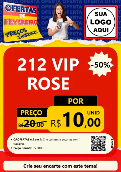 Modelo de Cartaz para Cartaz A4 Vertical com o tema Ofertas de Fevereiro - Preços Incríveis para Perfumes