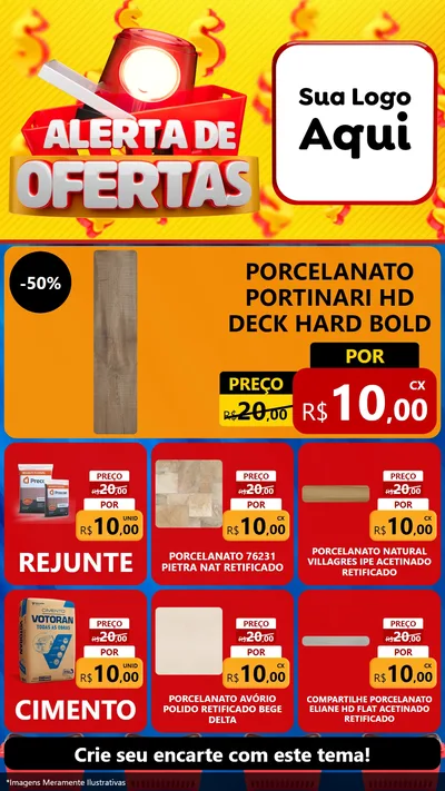 Modelo de Rede Social para Stories com o tema Alerta de Ofertas para Pisos e revestimentos
