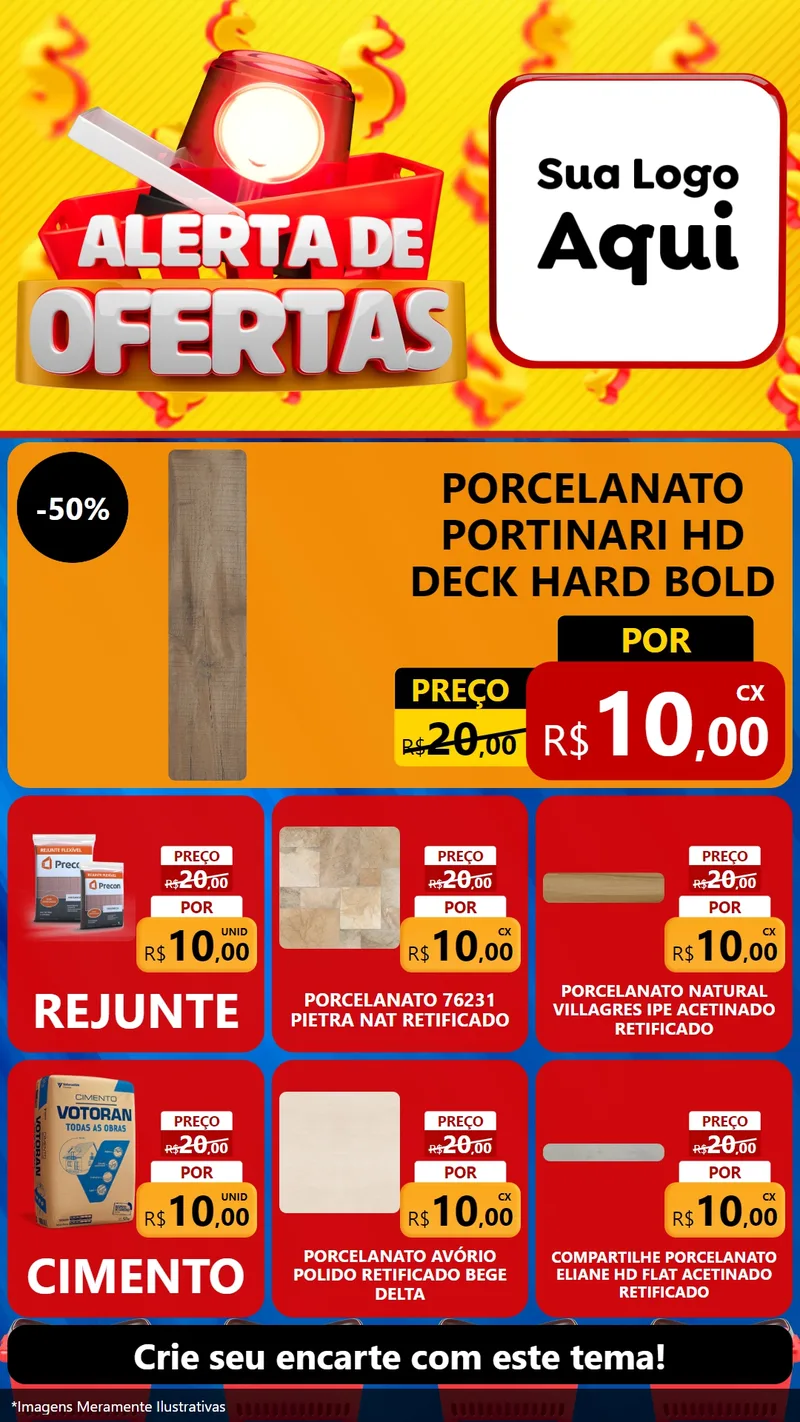 Modelo de Rede Social para Stories com o tema Alerta de Ofertas para Pisos e revestimentos