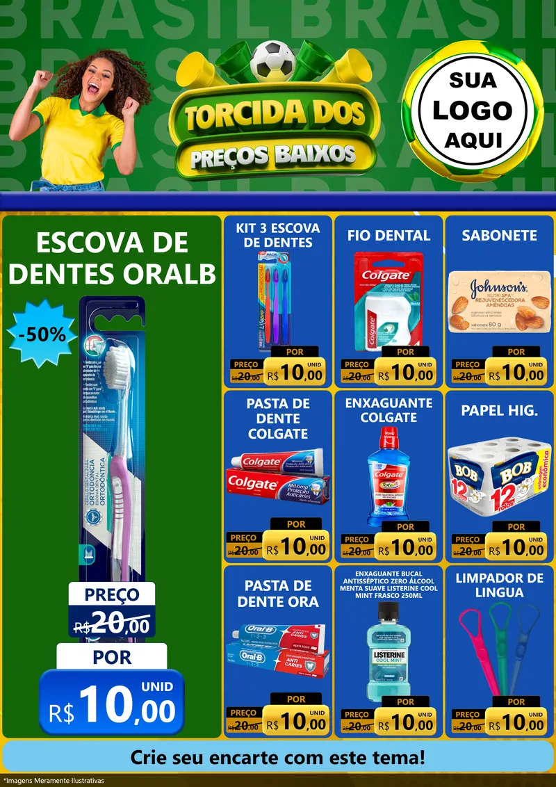 Modelo de Encarte para Encarte A4 Vertical com o tema Torcida dos Preços Baixos para Higiene Pessoal