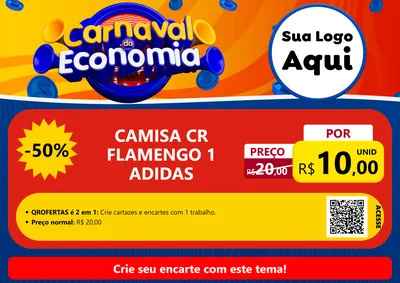 Modelo de Cartaz para Cartaz A4 Horizontal com o tema Carnaval da Economia para Roupas e acessórios