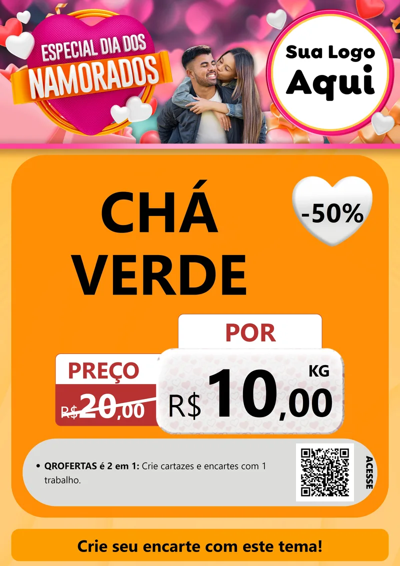 Modelo de Cartaz para Cartaz A4 Vertical com o tema Especial Dia dos Namorados para Produtos Naturais
