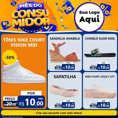 Modelo de Rede Social para Feed Facebook com o tema Mês do Consumidor para Calçados