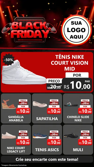 Modelo de Rede Social para Stories com o tema Black Friday para Calçados