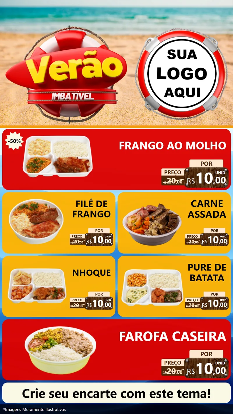 Modelo de TV para TV Vertical com o tema Verão Imbatível para Restaurante