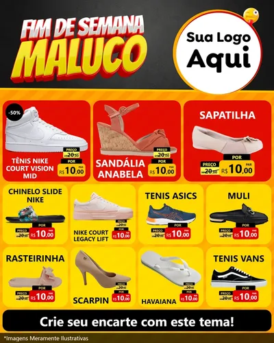 Modelo de Rede Social para Feed Instagram com o tema Final de Semana Maluco para Calçados