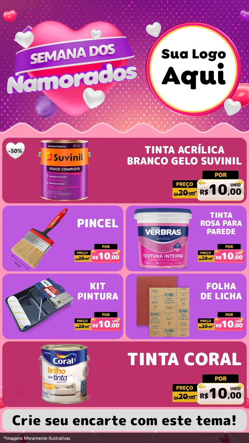 Modelo de TV para TV Vertical com o tema Semana dos Namorados para Tintas e Ferramentas