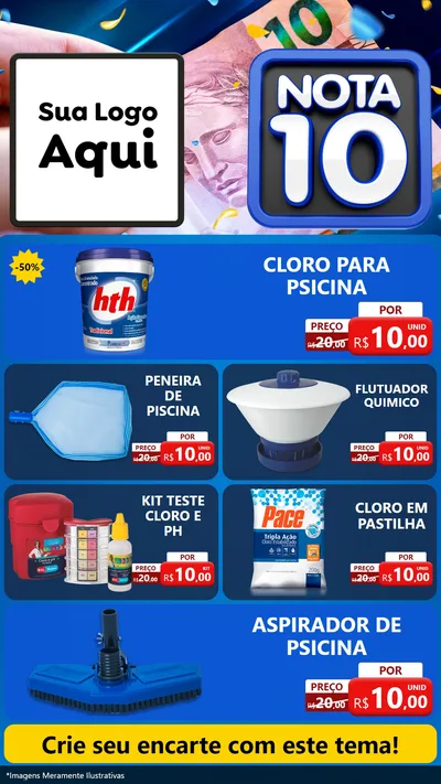 Modelo de TV para TV Vertical com o tema Nota 10 para Produtos para Piscina