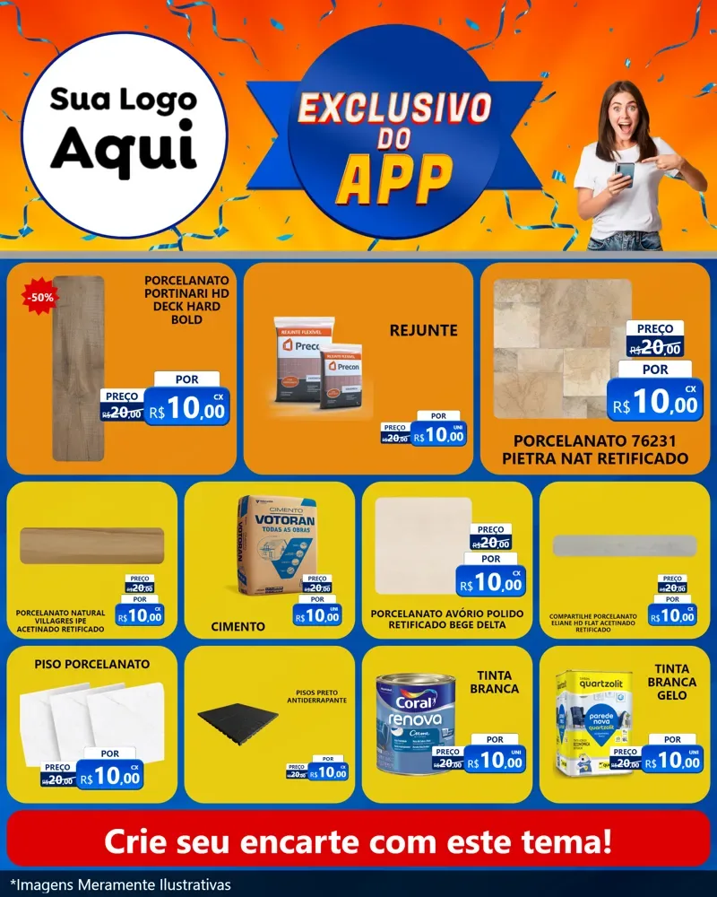 Modelo de Rede Social para Feed Instagram com o tema Exclusivo do Aplicativo para Pisos e revestimentos