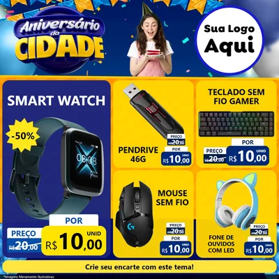 Modelo de Rede Social para Feed Facebook com o tema Aniversário da Cidade para Informática