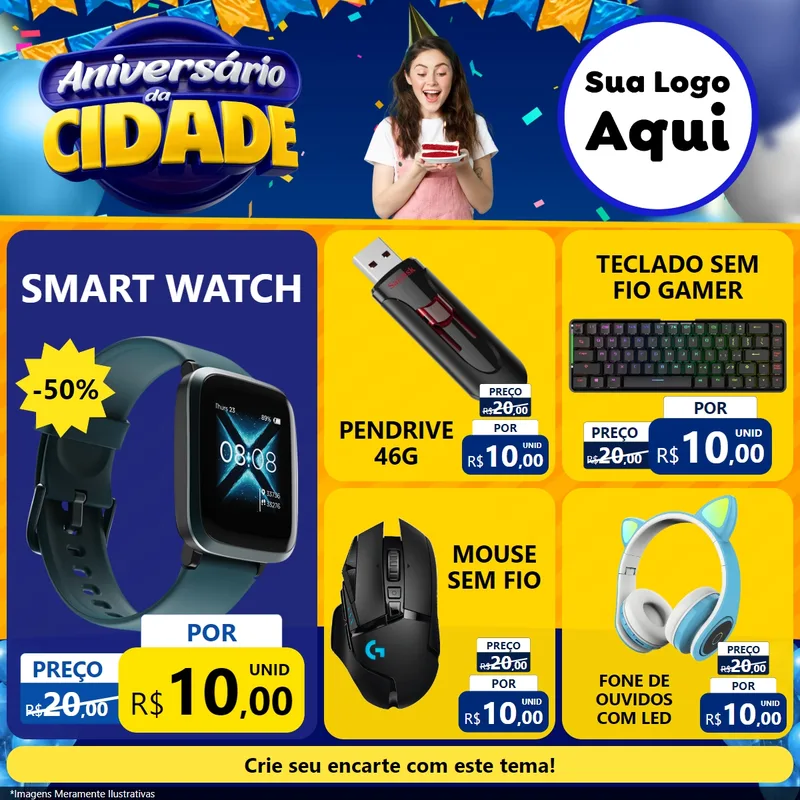 Modelo de Rede Social para Feed Facebook com o tema Aniversário da Cidade para Informática