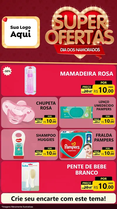 Modelo de TV para TV Vertical com o tema Dia dos Namorados para Bebês