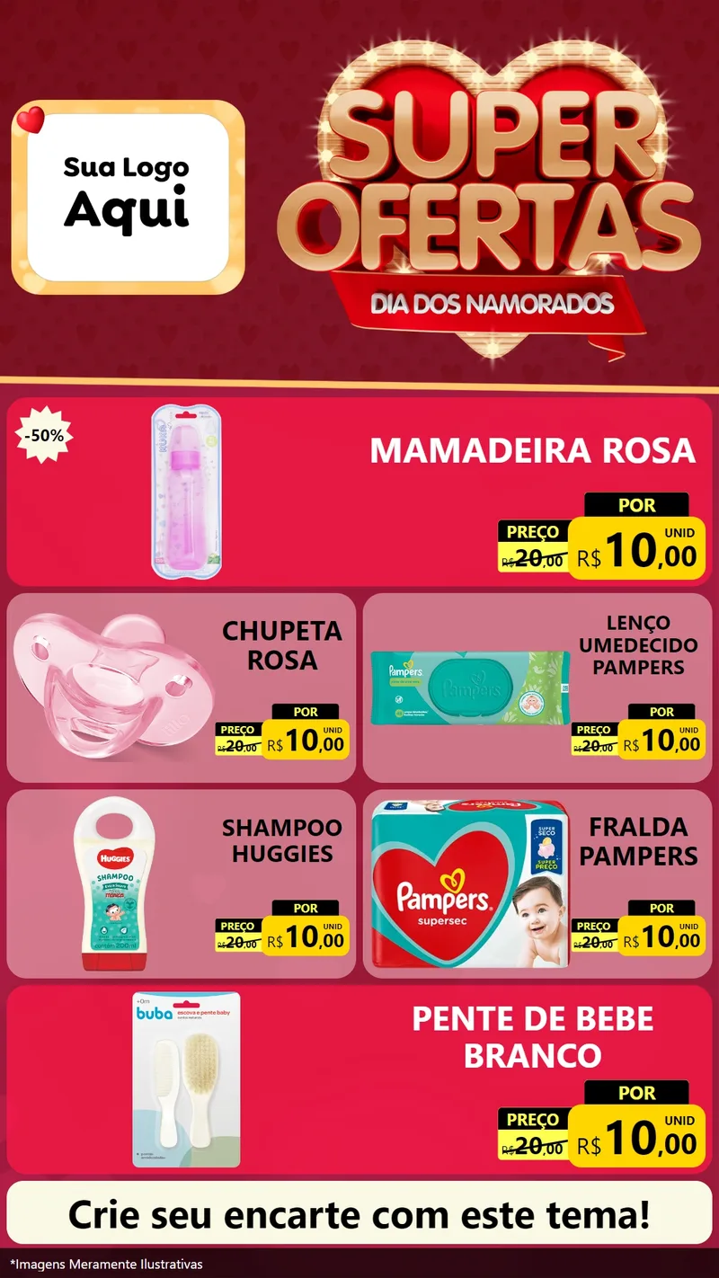 Modelo de TV para TV Vertical com o tema Dia dos Namorados para Bebês