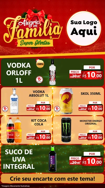Modelo de TV para TV Vertical com o tema Alegria em Família Super Ofertas - Natal para Distribuidora de bebidas