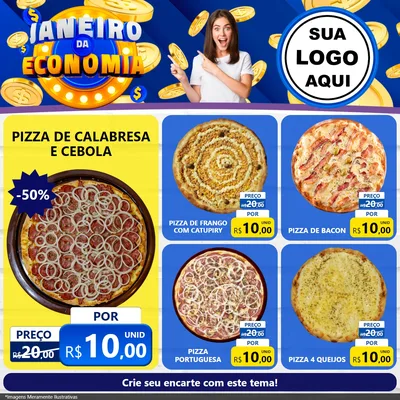 Modelo de Rede Social para Feed Facebook com o tema Janeiro da Economia para Pizzaria