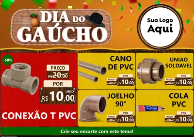 Modelo de Encarte para Encarte A4 Horizontal com o tema Dia do Gaúcho para Tubos e conexões