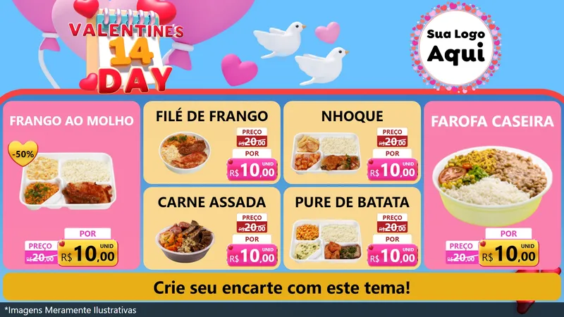 Modelo de TV para TV Horizontal com o tema Valentine's Day para Restaurante