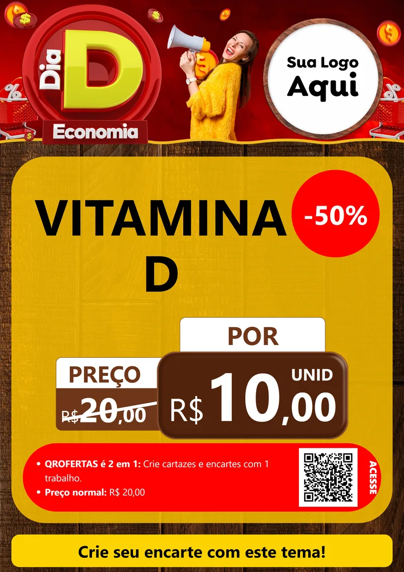 Modelo de Cartaz para Cartaz A4 Vertical com o tema Dia D Economia para Farmácia