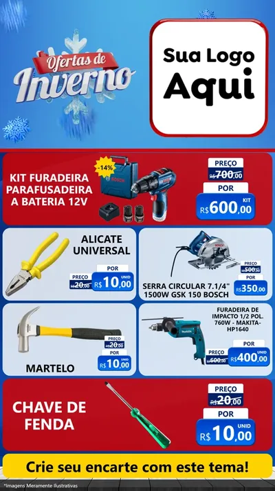 Modelo de TV para TV Vertical com o tema Ofertas de Inverno para Maquinas e Ferramentas