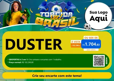 Modelo de Cartaz para Cartaz A4 Horizontal com o tema Torcida Vai Brasil - Copa para Concessionaria de Carros