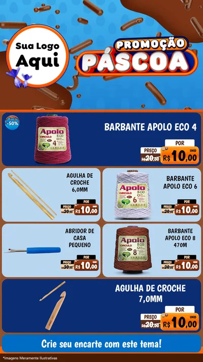 Modelo de TV para TV Vertical com o tema Promoção Páscoa para Armarinho e Aviamentos