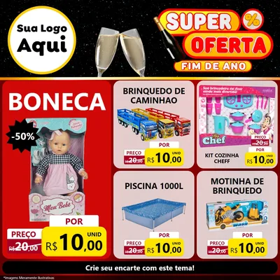 Modelo de Rede Social para Feed Facebook com o tema Super Oferta Fim de Ano para Brinquedos