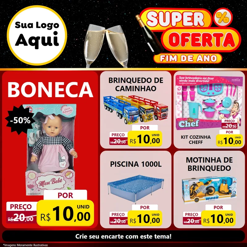 Modelo de Rede Social para Feed Facebook com o tema Super Oferta Fim de Ano para Brinquedos