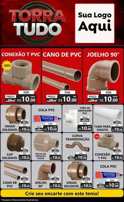 Modelo de Encarte para Encarte Grande com o tema Torra Tudo para Tubos e conexões