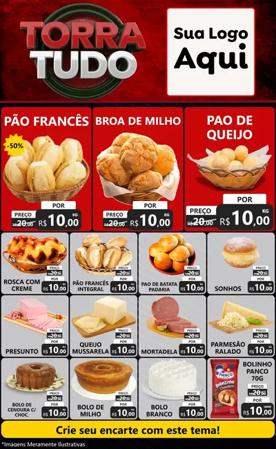 Modelo de Encarte para Encarte Grande com o tema Torra Tudo para Padaria