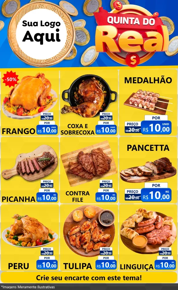 Modelo de Encarte para Encarte Grande com o tema Quinta do Real para Assados